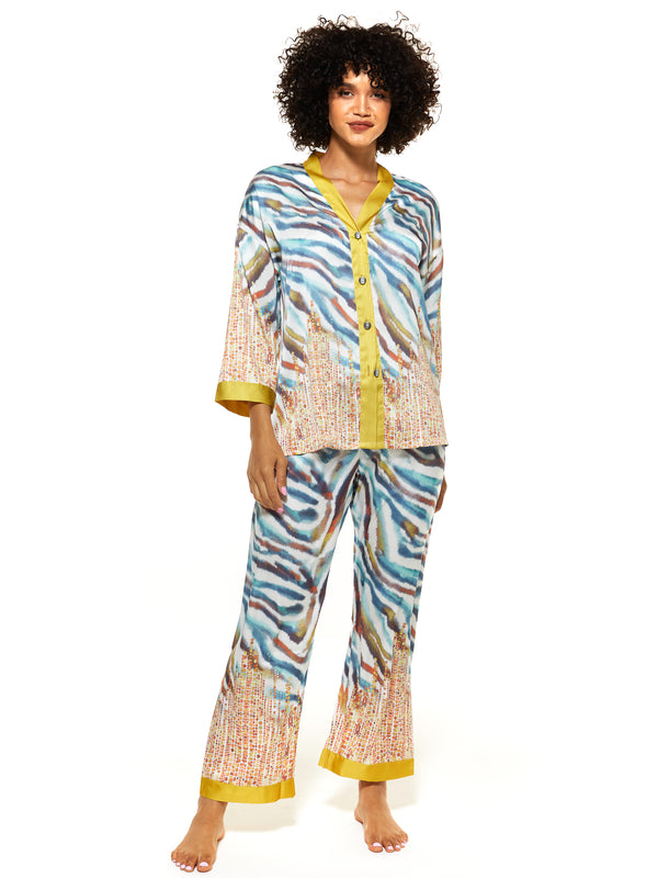 Jaimee Kimono wild print satin Pyjamas