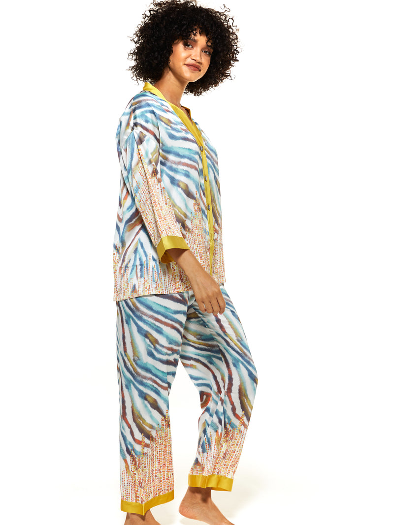 Jaimee Kimono wild print satin Pyjamas